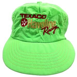Vintage Texaco Trucker Hat Cap Snap Back Green Havoline‎ Racing USA Nylon 80s *